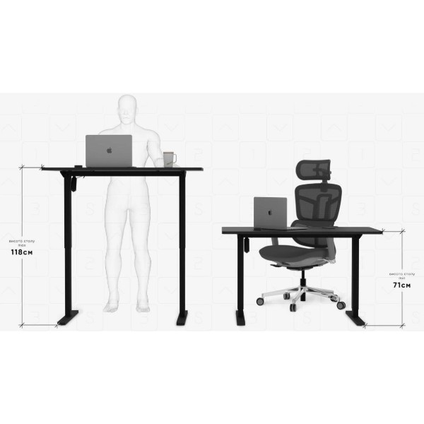 Фото - Стіл з електрорегулюванням висоти Mealux PowerDesk Energy Black (EVO-201 Energy B/B)